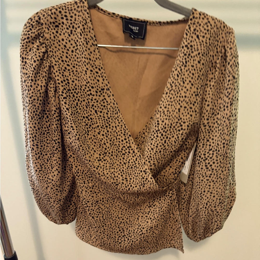 Leopard Print Wrap Top